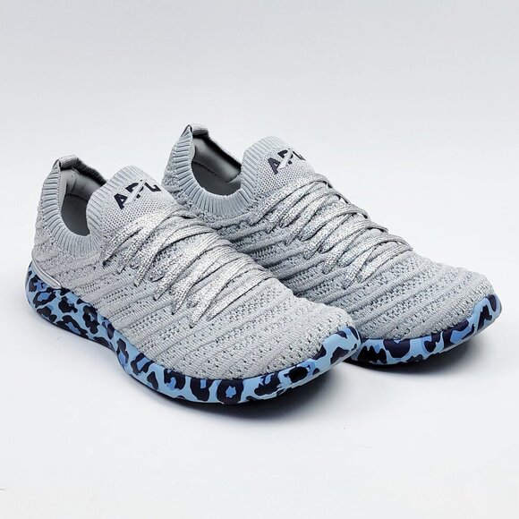 APL Techloom Wave Leopard Blue Silver Running Shoes NEW - 8 - Picture 1 of 12